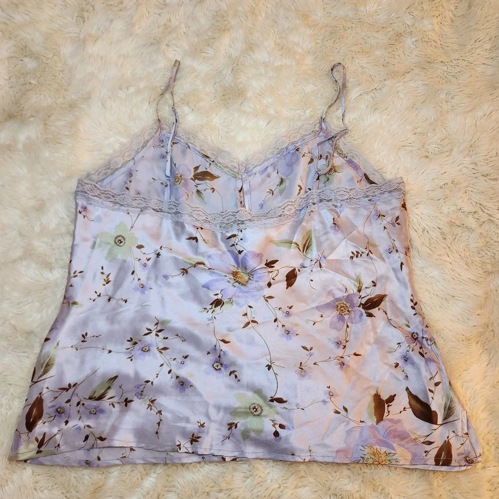 Y2K Silk Cami Tank Floral Size Large